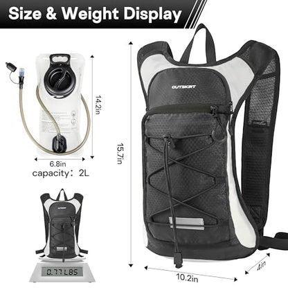 OUTSKIRT Hydration Backpack with 2L Water Bladder, Lightweight and Breathable Running Hydration Pack, Water Backpack for Hiking, Cycling, Trail Running, Marathons & Outdoor Adventures for Men Women