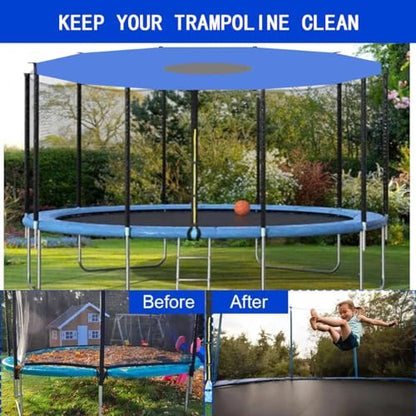 Trampoline Sun Shade Cover 6FT 8FT 10FT 12FT 14FT 16FT Trampoline Top Cover Waterproof Trampoline Canopy Oxford Outdoor Trampoline Accessories - size: 14FT-8Poles