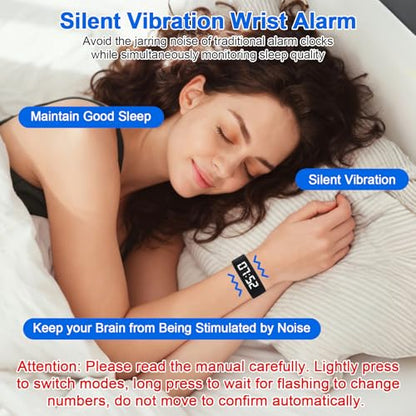 Waterproof Vibrating Alarm Clock Watch for Students&Athletes(Black)