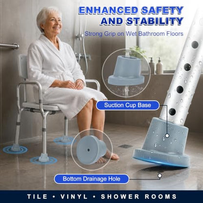 supregear Shower Chair Leg Caps 1 inch, Heavy Duty Rubber Feet, Fits 1" OD Sloped Round Legs Only, Non-Slip Replacement for Bath Stool & Transfer Bench, 4 Pack, Grey-25mm - color: Grey