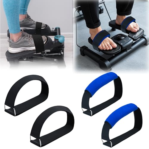 6pcs Adjustable Pedal Straps for Ellipse Leg Exerciser Machine, Feet Pedal Strap Under The Desk Leg Training Exerciser Fitness Strap Home Office Sports Accessories for Fit Foot Prevent Slipping - color: 4 Straps+2 Pads