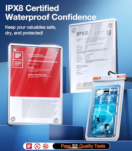 TORRAS IPX8 Waterproof Phone Pouch Floating, Underwater Touch Screen, White - color: 1 Pack-White