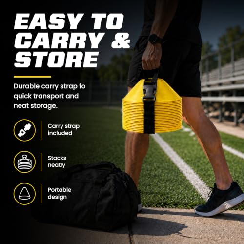 American Challenge Large Disc Cones, Soccer Cones for Sports, Set of 6 - color: Yellow