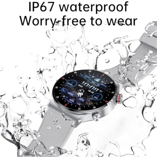 LAKEYLOYI Smart Watches Men Women, Bluetooth Calls, Heart Rate Sleep Monitor,IP67 Waterproof Fitness Tracker, Black Stainless Steel Watches for Android & iOS (D-Silver) - color: D-Silver