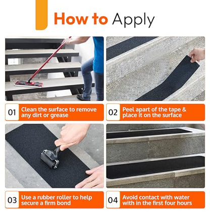 Stair Treads Non-Slip for Wooden Steps Indoor and Outdoor Grip Tape 6"x24" - size: Black, style: 5 Pack