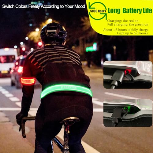 RGB 7 Colors Switchable LED Armband, USB-C Rechargeable, 360° Reflective Running Light for Runners, High Visibility Reflective Running Gear for Joggers Bikers Walkers - color: Weaving