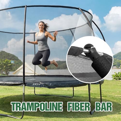 Wesiti Trampoline Fiber Glass Rods for Top Ring of Net Enclosure Fiberglass Poles for 8/10/12/14/15/16Ft Frame with Tube Caps, Not for The Plastic T Connector - size: for 15ft Trampoline Frame