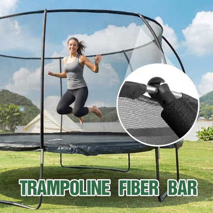 Wesiti Trampoline Fiber Glass Rods for Top Ring of Net Enclosure Fiberglass Poles for 8/10/12/14/15/16Ft Frame with Tube Caps, Not for The Plastic T Connector - size: for 15ft Trampoline Frame
