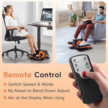 Under Desk Elliptical Machine,Foot Exerciser for Seniors Fully Assembled, Quiet & Portable Electric Seated Pedal Exerciser with Remote Control & 12 Adjustable Speeds