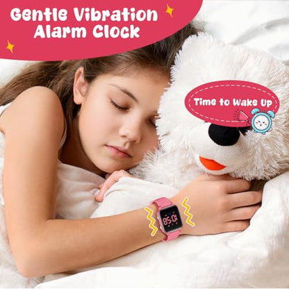 Kids Digital Watches for Boys Girls, Sports Watch with Fitness Tracker, Pedometer, Alarm Clocks, Stopwatch, No App Needed Waterproof Kids Watch, Gift for Teens Student Girls Boys Ages 5-14 - color: L6615E-WatermelonRed