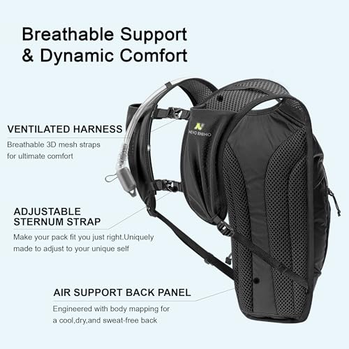 N NEVO RHINO Hydration Backpack with 50 oz /1.5L Water Bladder Backpack - color: Black