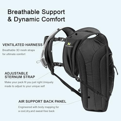 N NEVO RHINO Hydration Backpack with 50 oz /1.5L Water Bladder Backpack - color: Black