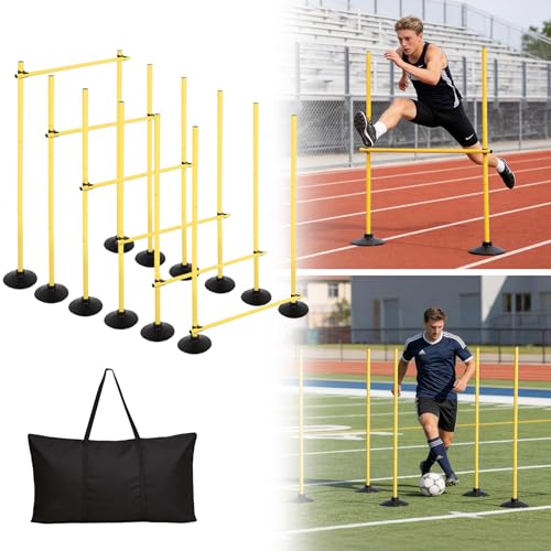 Neoaider 2-in-1 Adjustable Agility Hurdles & Training Poles, Set of 3/6
