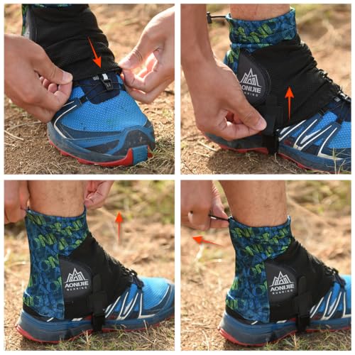JEELAD Low Trail Gaiters Reflective Running Gaiters Ankle Gators Lightweight Hiking Walking Gaiters for Men Women - color: 01 Blue - L