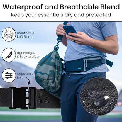 Vive Running Belt Fanny Pack for Women, Men, Kids, Adults, Jogging - color: Gray