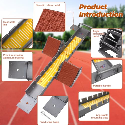 Starting Blocks with Premium Aircraft-Grade Aluminum Adjustable and Detachable Pedals Ideal for Running Enthusiasts Professional Track and Field Competitions - color: Yellow