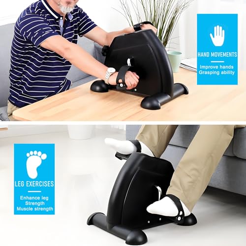 Pedal Exerciser Bike with Digital LCD Display Adjustable Resistance, Easy Assembly 100kg Load Capacity Desk Pedal Bike Elderly Home Pedal Exercise Bike Arm Leg Peddler Machine