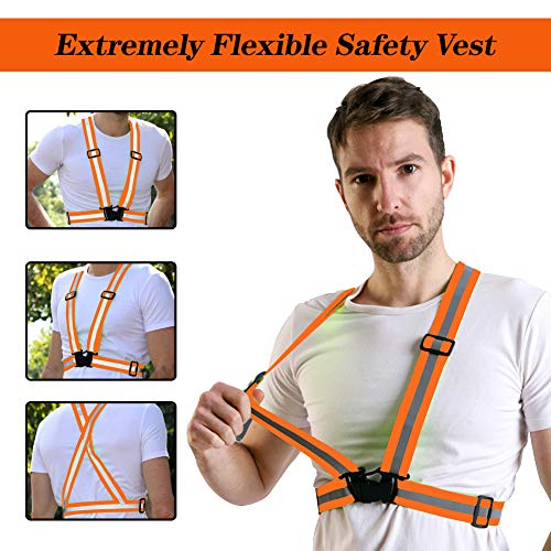 5 Pack Mount Marter Reflective Vest, 360° High Visibility for Running - color: Orange