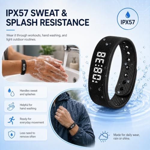 Vibrating Alarm Wristband Effective Alarm Clocks for Deep Sleepers Wake Band Wrist Watch Silent Deaf People Shock with Men Vibration Heavy Sleeps Wrist Bracelet Silent that Won't Wake - color: Black