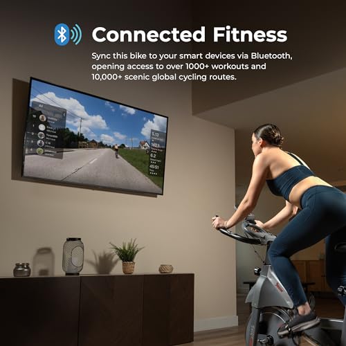 Sunny Health & Fitness Smart Indoor Cycling Exercise Bike for Home Cardio - color: Grey
