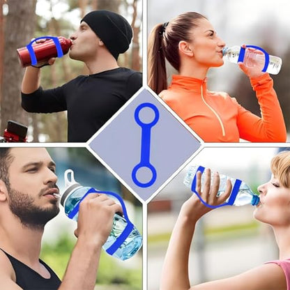 Water Bottle Handle Strap (4 Pack) - Non-Slip Silicone Carrier Grip for Running, Hiking, Gym & Bike - Portable Handheld Bottle Accessory for Cups & Water Bottles