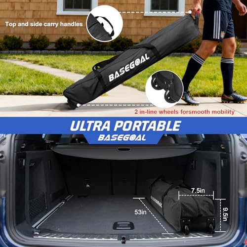 BaseGoal Soccer Goal for Backyard,with Bow Frame and Agility Ladder - size: 14x7 ft