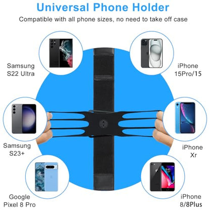 Sweat-Proof Phone Holder Armband 360° Rotation - Universal Running Arm Band iPhone 17 16 15 14 13 12 11 Pro Max Samsung Galaxy S21 S20 - Water Resistant Sports Holder Fits Smartphones 4-7 Inch Gym