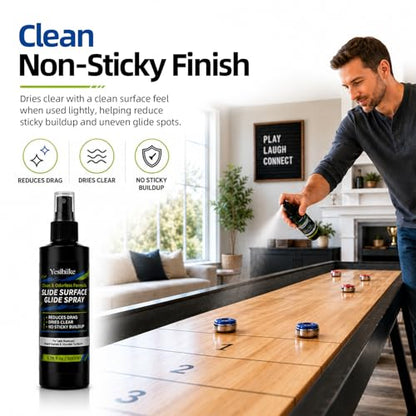 6.76 fl oz Slide Surface Glide Spray Kit, Odorless Glide Polish to Help Reduce Drag on Slide Boards, Hockey Tiles, Shooting Pads, Air Hockey & Shuffleboard Tables