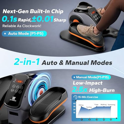 Under Desk Elliptical Machine, Ellipse Leg Exerciser As Seen On Tv While Sitting for Seniors, Pedal Exerciser with 15 Level Adjustable Resistance & 5 Auto Mode Fully Assembled Home Office - color: Black