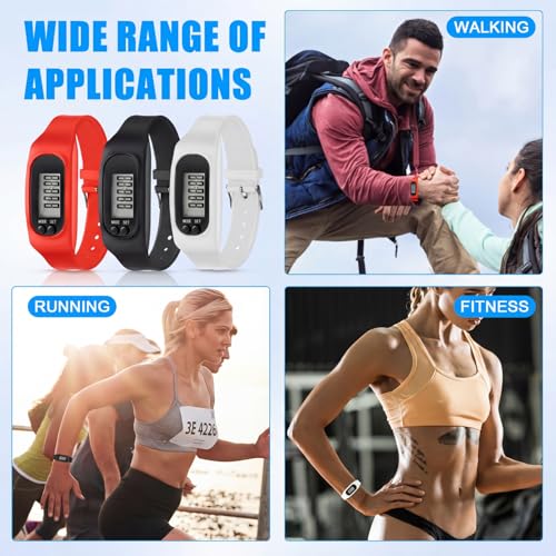 Kenning 3 Pcs Walking Running Pedometer Watch - color: Black,Red,White