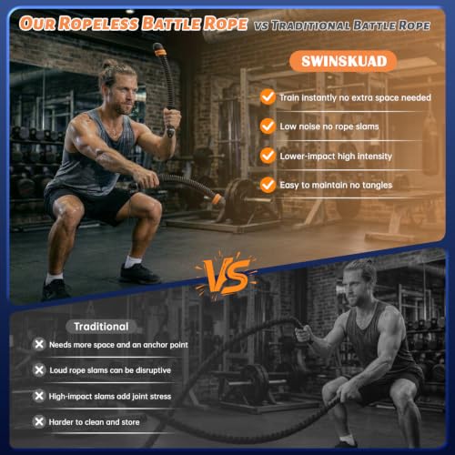 Black Cordless Battle Ropes, Adjustable Weight for Men & Women
