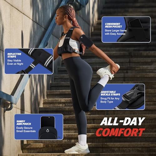 ZELUS Weighted Vest for Women & Men, U-Shaped Running Vest with Arm Pocket - color: Black, size: 8LB
