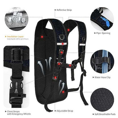 Hydration Backpack -Water Backpack with 2l Hydration Bladder - color: Holographic - Black