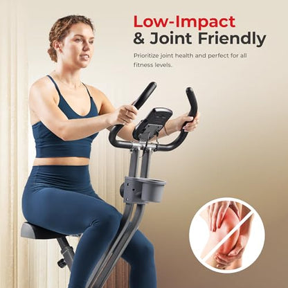 Sunny Health & Fitness Smart Foldable Magnetic X-Bike, Low-Impact Workouts - color: Grey