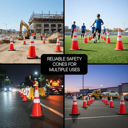 Brimar 28 Inch Orange Traffic Safety Cones, 4 Pack, Reflective, 7 Lb Base - size: 7 lb.