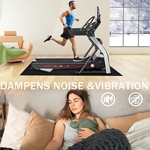 BUCKLOS Treadmill Mat for Hardwood Floors/Carpet/Tile 6mm Thick - Exercise Equipment Mats for Peloton/Nordictrack Indoor Cycling Under Floor/Hard Wood/Concrete Protect - size: 36"W x 84"L x 0.25"Th