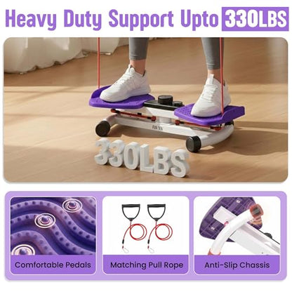 Waist Twister Exercise Fitness Tool, Ab Twister Board with Smart LED Digital Monitor, 300 lbs Capacity, 20dB Ultra-Quiet Noiseless, Anti-Slip Home Gym Equipment for Women Belly Fat Loss - color: purple
