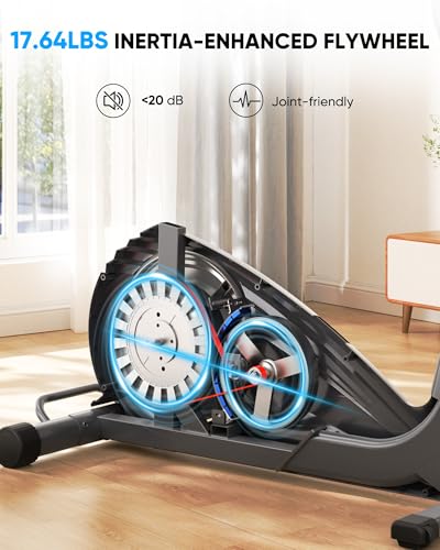 THERUN Recumbent Elliptical Exercise Machine, Quiet Stationary Exercise Bike for Home, 15.8" Stride Elliptical Training Machines w/Arm Leg Exercisers, 8-Level Resistance, Adjustable Seat