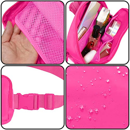 Amazerbst Belt Bag, Fanny Pack, Everywhere Belt Bag,40 Inch Adjustable Strap,for Women and Men,Waterproof - color: Rose Red