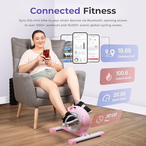 Sunny Health & Fitness Smart Mini Cycle, Under Desk Pedal Arm/Leg Exerciser - color: Pink