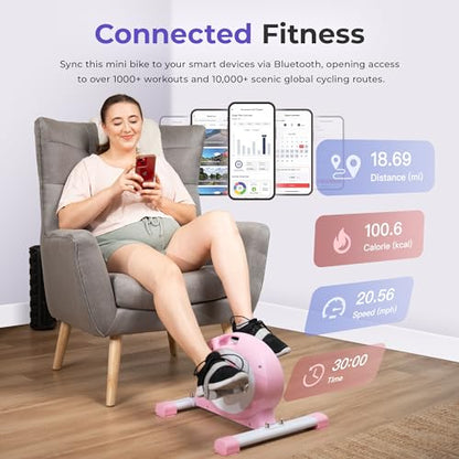 Sunny Health & Fitness Smart Mini Cycle, Under Desk Pedal Arm/Leg Exerciser - color: Pink