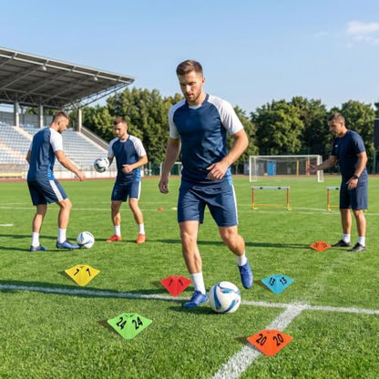 24 Pack Sports Cones Soccer Cones with Numbered for Training Agility Drills with 5 Colors Orange Blue Green Yellow Red Football Cones