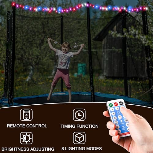 Aodaer 14ft Trampoline Safety Enclosure Net with Solar Rope Lights