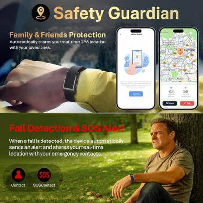 Yihou Screenless Fitness Tracker GPS Smart Bracelet Heart Rate Sleep Monitor Health Tracker Fall Detection SOS Call Pedometer Step Counter AI-Powered Activity Tracker Waterproof Nylon Wrist Band - color: Beige