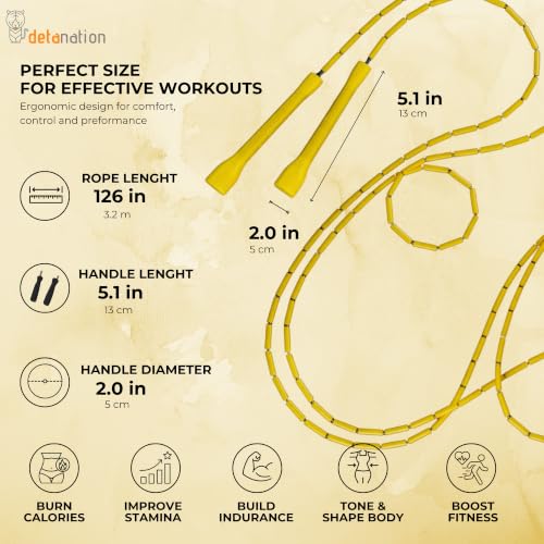 Beaded Jump Rope for Women Men & Kids – Tangle-Free Segmented Skipping Rope, Adjustable Length + Carry Bag & 4 Free Customization Beads – Cardio Fitness Boxing CrossFit Training - color: yellow