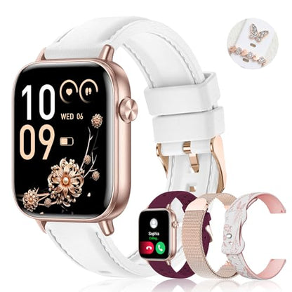 Iaret Smart Watch for Women, 1.83" HD Fitness Tracker with 4 Bands, Answer/Make Calls, Heart Rate/Sleep/SpO2/Step Tracking, 100+ Sport Modes, Android/iPhone Compatible Gift (White) - color: White