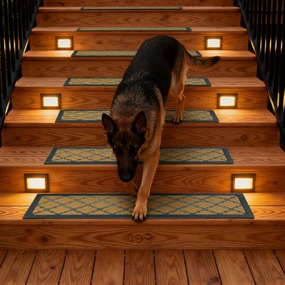 Outdoor Stair Treads for Wooden Steps, 8.5" x 30", 6 Pcs, Brown - color: Yellow Lattice