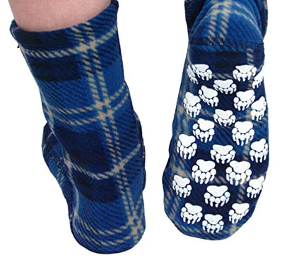 Polar Feet Fleece Socks Extra Wide Stretchy with Nonslip Grip for Men Women - color: Flannel, size: Small