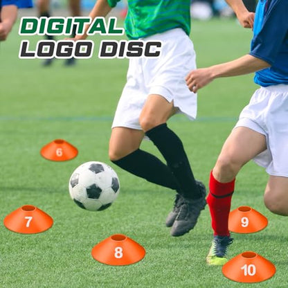 10 Pcs Numbered Sports Disc Cone with Mesh Carry Bag - color: Orange