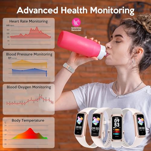Fitness Tracker, 2026 Smart Band with Heart Rate & Blood Pressure Monitor, IP67 Waterproof Activity Tracker with Sleep Tracking & Step Counter for Men Women, Pink - color: Pink